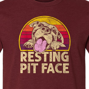 Pitbull T-Shirt, Resting Pit Face Retro Sunset Dog Graphic for Owners and Pet Parents