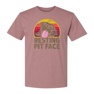 Pitbull T-Shirt, Resting Pit Face Retro Sunset Dog Graphic for Owners and Pet Parents