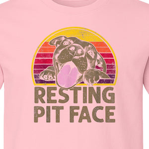 Pitbull T-Shirt, Resting Pit Face Retro Sunset Dog Graphic for Owners and Pet Parents