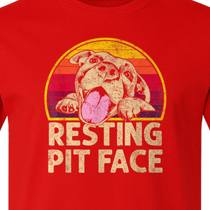 Pitbull T-Shirt, Resting Pit Face Retro Sunset Dog Graphic for Owners and Pet Parents