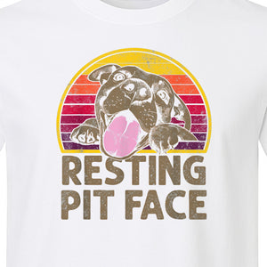 Pitbull T-Shirt, Resting Pit Face Retro Sunset Dog Graphic for Owners and Pet Parents