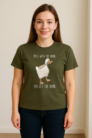 Goose T-Shirt, Mess With The Honk You Get The Bonk Funny Bird Lover Gift