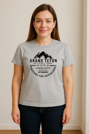 Grand Teton National Park T-Shirt, Wyoming Mountain Hiking Adventure Graphic for Campers and Travelers