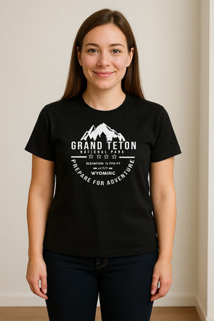 Grand Teton National Park T-Shirt, Wyoming Mountain Hiking Adventure Graphic for Campers and Travelers