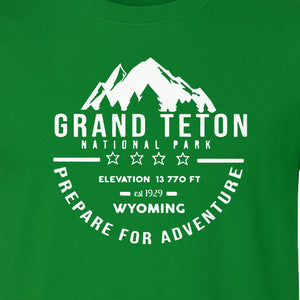 Grand Teton National Park T-Shirt, Wyoming Mountain Hiking Adventure Graphic for Campers and Travelers