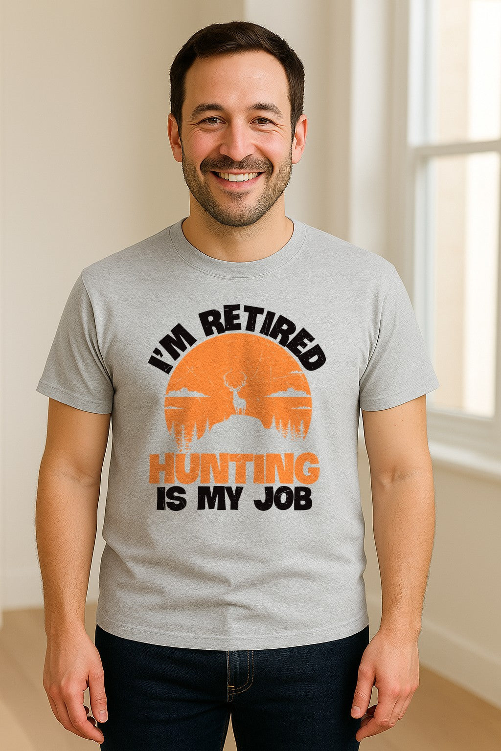 Hunting Retirement T-Shirt with Distressed Deer Graphic, Outdoor Gift for Retired Dads and Grandpas