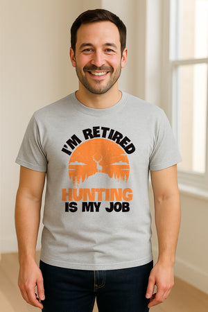 Hunting Retirement T-Shirt with Distressed Deer Graphic, Outdoor Gift for Retired Dads and Grandpas