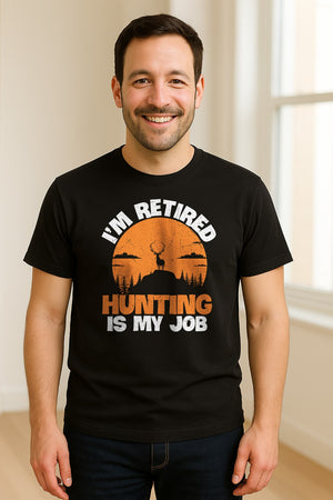 Hunting Retirement T-Shirt with Distressed Deer Graphic, Outdoor Gift for Retired Dads and Grandpas