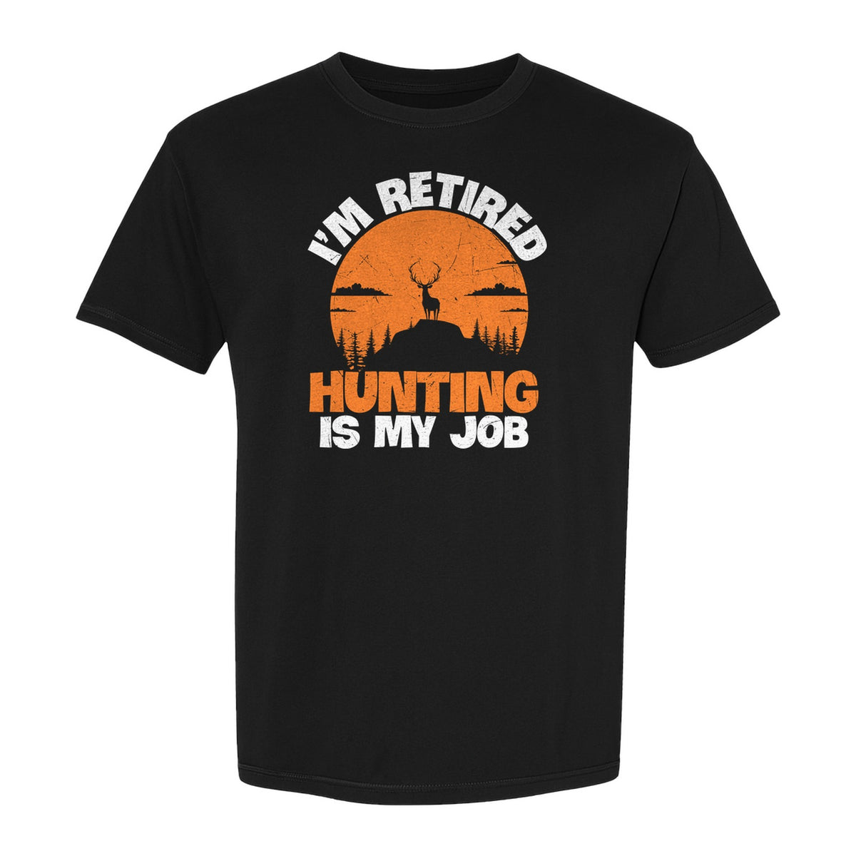 Hunting Retirement T-Shirt with Distressed Deer Graphic, Outdoor Gift for Retired Dads and Grandpas