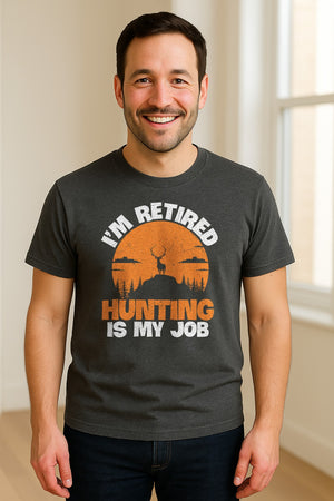 Hunting Retirement T-Shirt with Distressed Deer Graphic, Outdoor Gift for Retired Dads and Grandpas