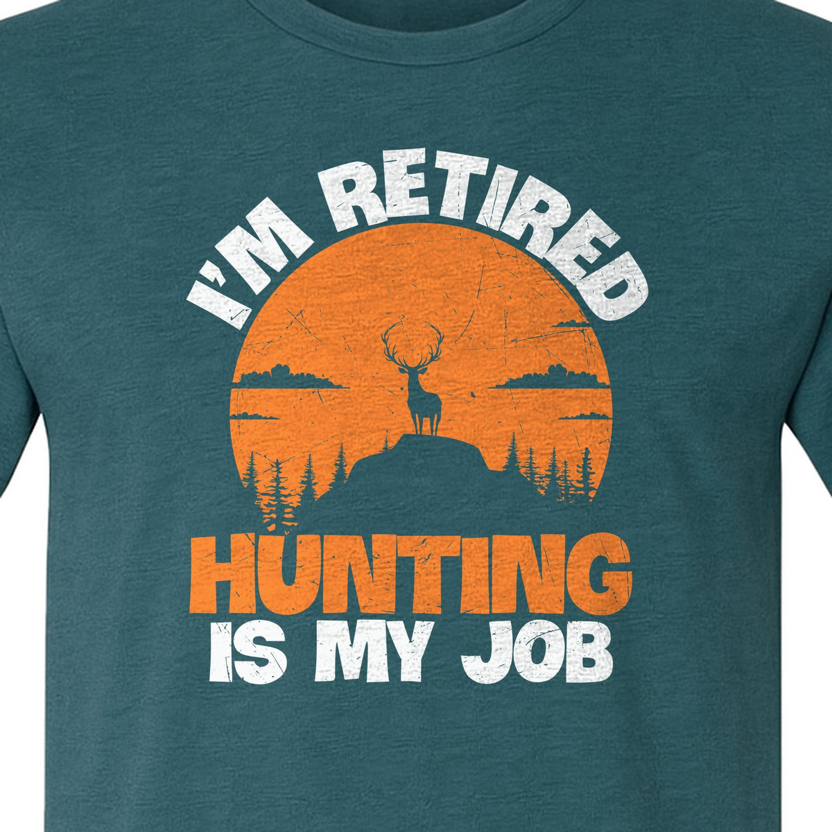 Hunting Retirement T-Shirt with Distressed Deer Graphic, Outdoor Gift for Retired Dads and Grandpas