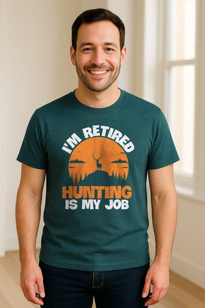 Hunting Retirement T-Shirt with Distressed Deer Graphic, Outdoor Gift for Retired Dads and Grandpas