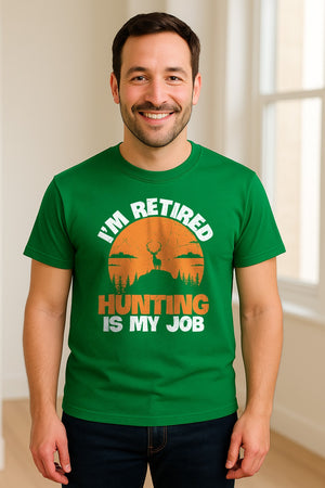 Hunting Retirement T-Shirt with Distressed Deer Graphic, Outdoor Gift for Retired Dads and Grandpas