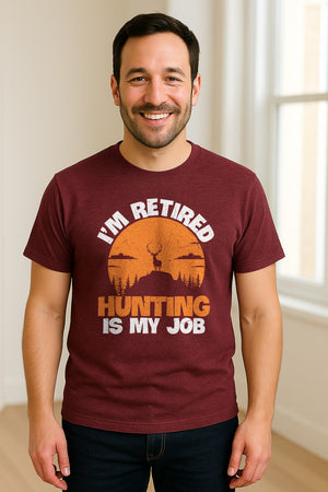 Hunting Retirement T-Shirt with Distressed Deer Graphic, Outdoor Gift for Retired Dads and Grandpas