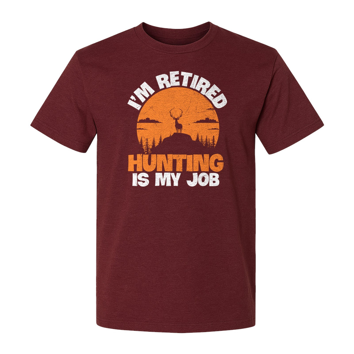 Hunting Retirement T-Shirt with Distressed Deer Graphic, Outdoor Gift for Retired Dads and Grandpas