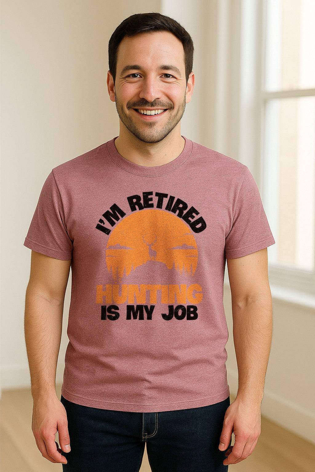 Hunting Retirement T-Shirt with Distressed Deer Graphic, Outdoor Gift for Retired Dads and Grandpas