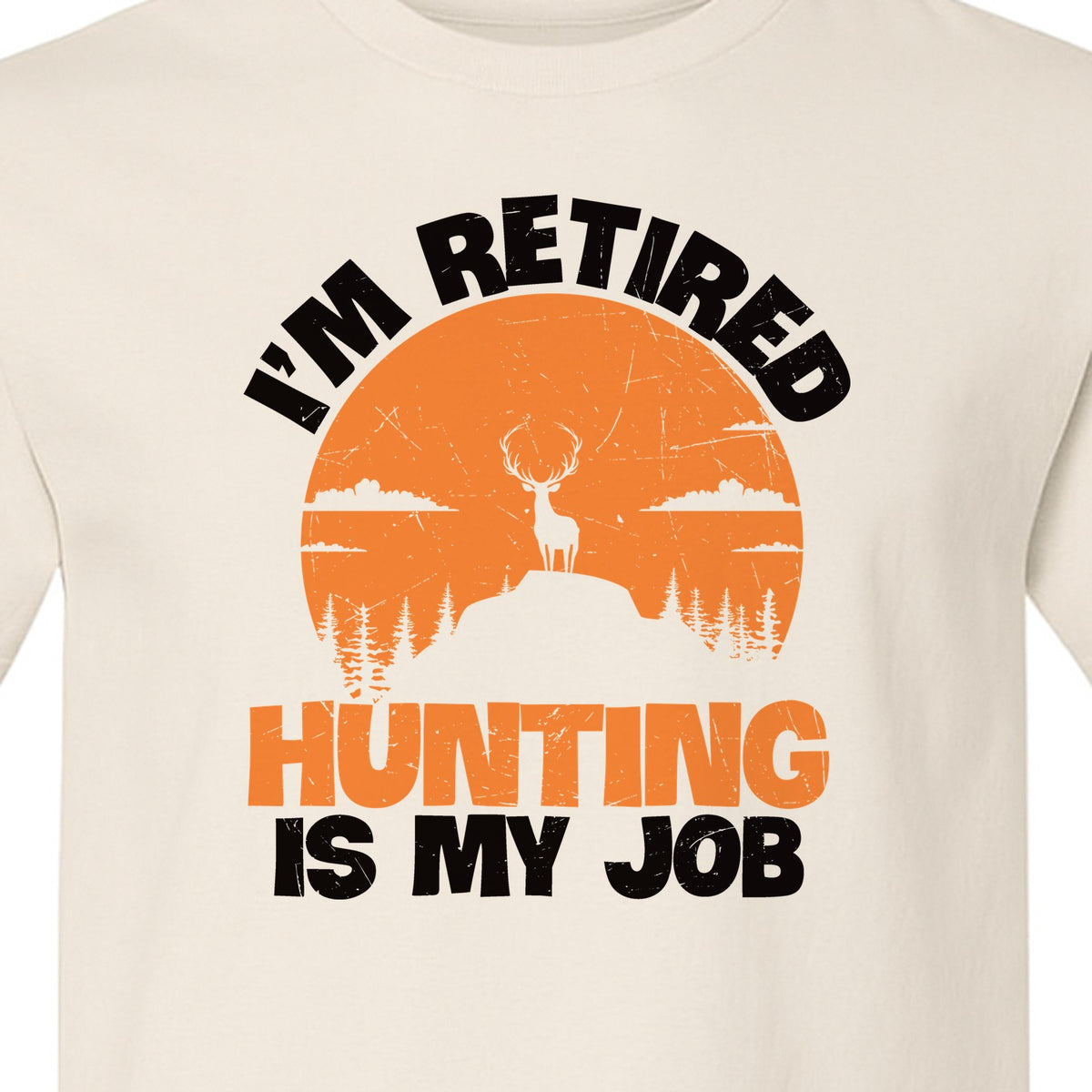 Hunting Retirement T-Shirt with Distressed Deer Graphic, Outdoor Gift for Retired Dads and Grandpas