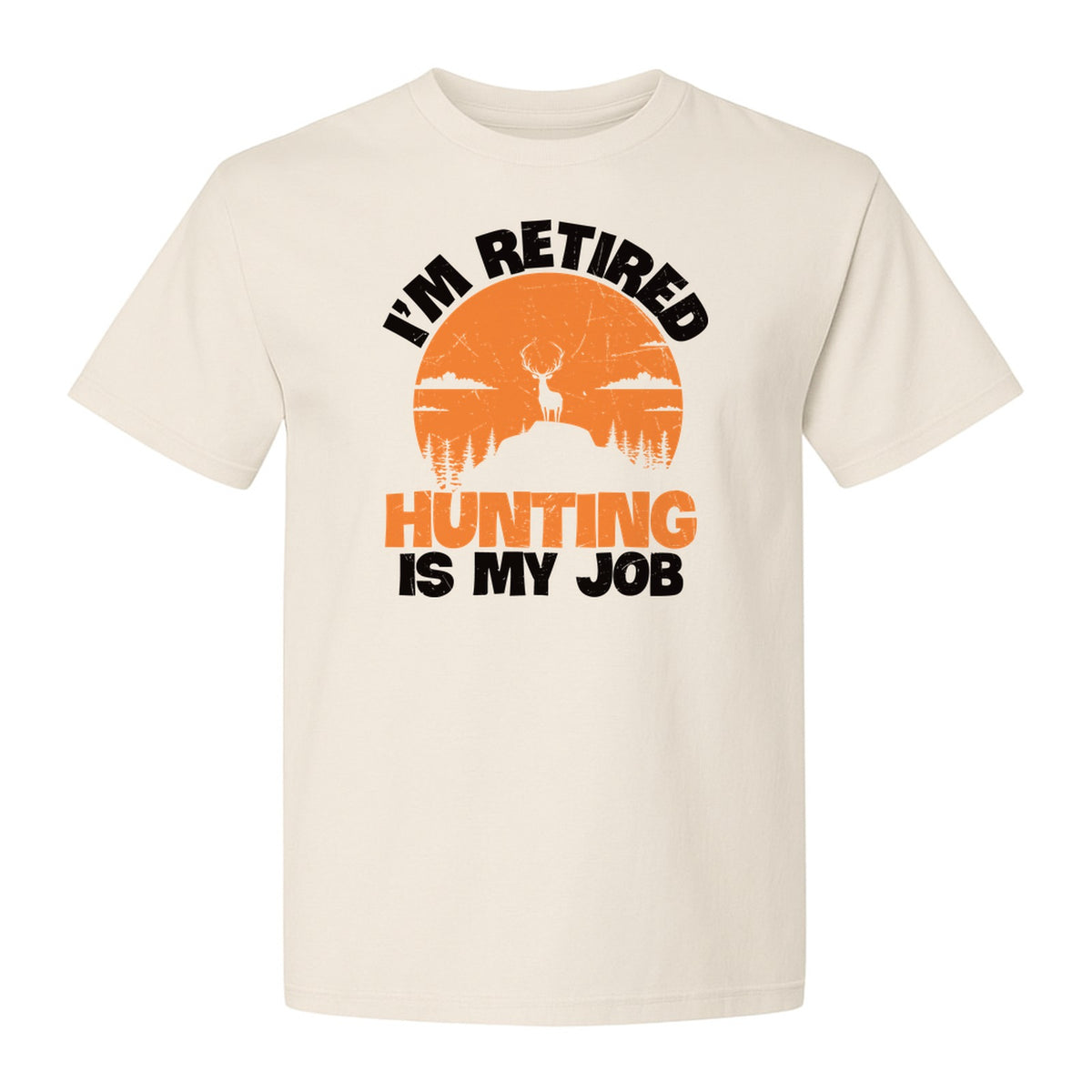 Hunting Retirement T-Shirt with Distressed Deer Graphic, Outdoor Gift for Retired Dads and Grandpas