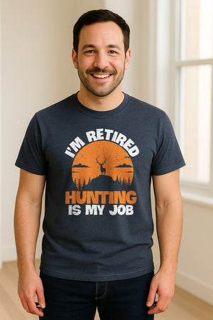 Hunting Retirement T-Shirt with Distressed Deer Graphic, Outdoor Gift for Retired Dads and Grandpas