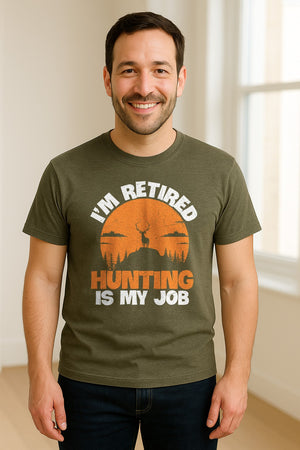 Hunting Retirement T-Shirt with Distressed Deer Graphic, Outdoor Gift for Retired Dads and Grandpas