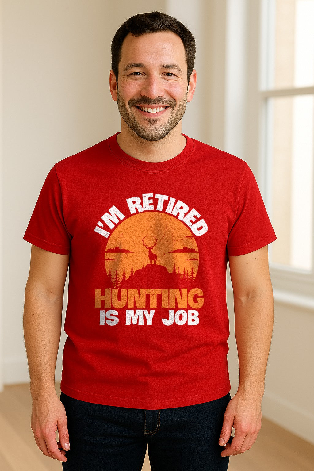 Hunting Retirement T-Shirt with Distressed Deer Graphic, Outdoor Gift for Retired Dads and Grandpas