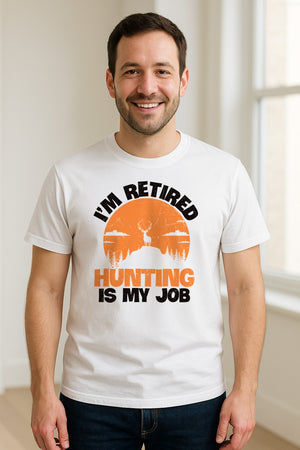 Hunting Retirement T-Shirt with Distressed Deer Graphic, Outdoor Gift for Retired Dads and Grandpas