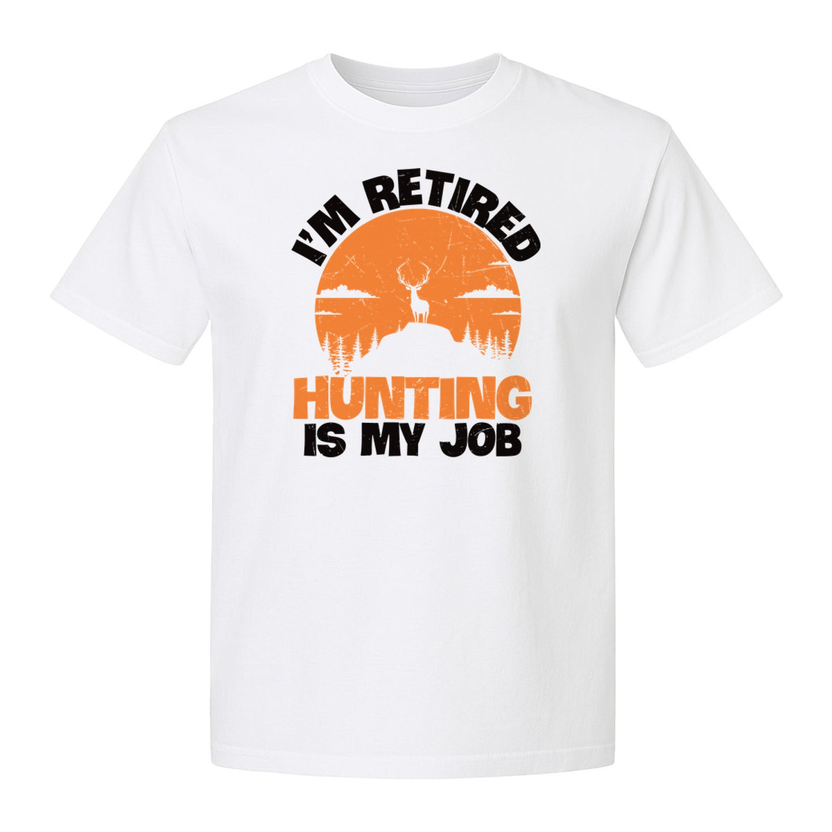 Hunting Retirement T-Shirt with Distressed Deer Graphic, Outdoor Gift for Retired Dads and Grandpas