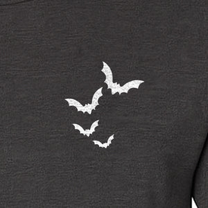 Bat Pocket T-Shirt, Minimal Flying Bats Graphic for Halloween and Spooky Season