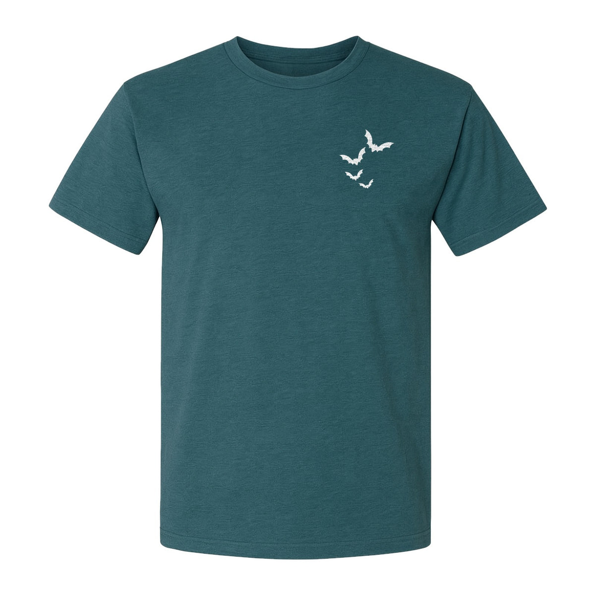 Bat Pocket T-Shirt, Minimal Flying Bats Graphic for Halloween and Spooky Season