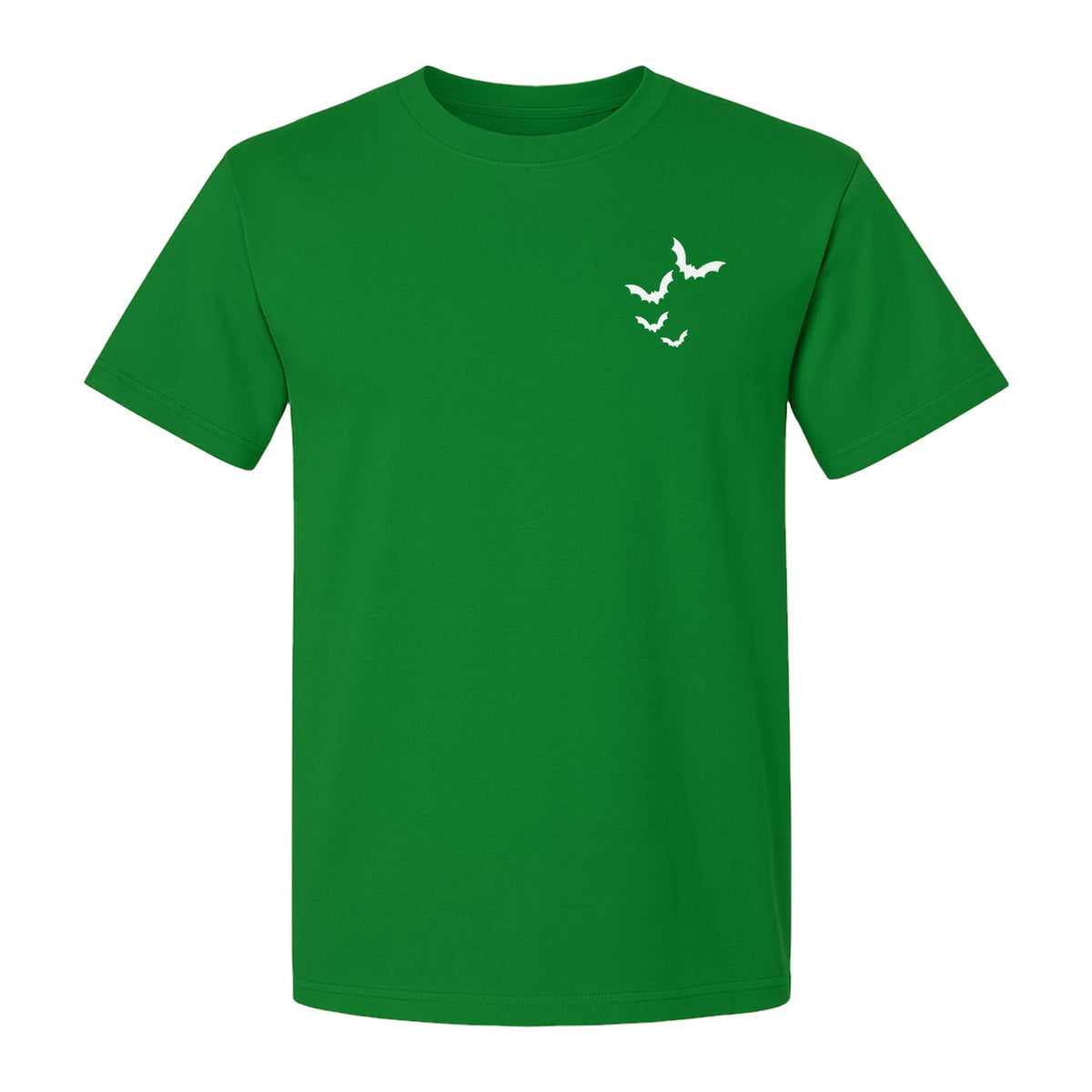 Bat Pocket T-Shirt, Minimal Flying Bats Graphic for Halloween and Spooky Season