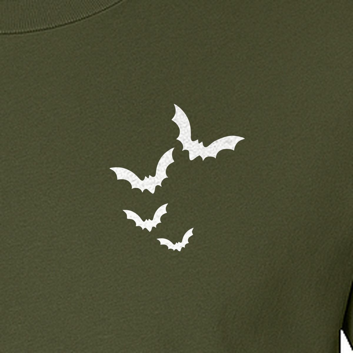 Bat Pocket T-Shirt, Minimal Flying Bats Graphic for Halloween and Spooky Season