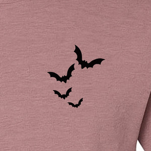 Bat Pocket T-Shirt, Minimal Flying Bats Graphic for Halloween and Spooky Season