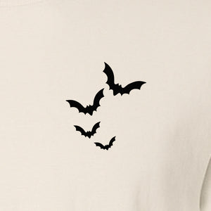 Bat Pocket T-Shirt, Minimal Flying Bats Graphic for Halloween and Spooky Season