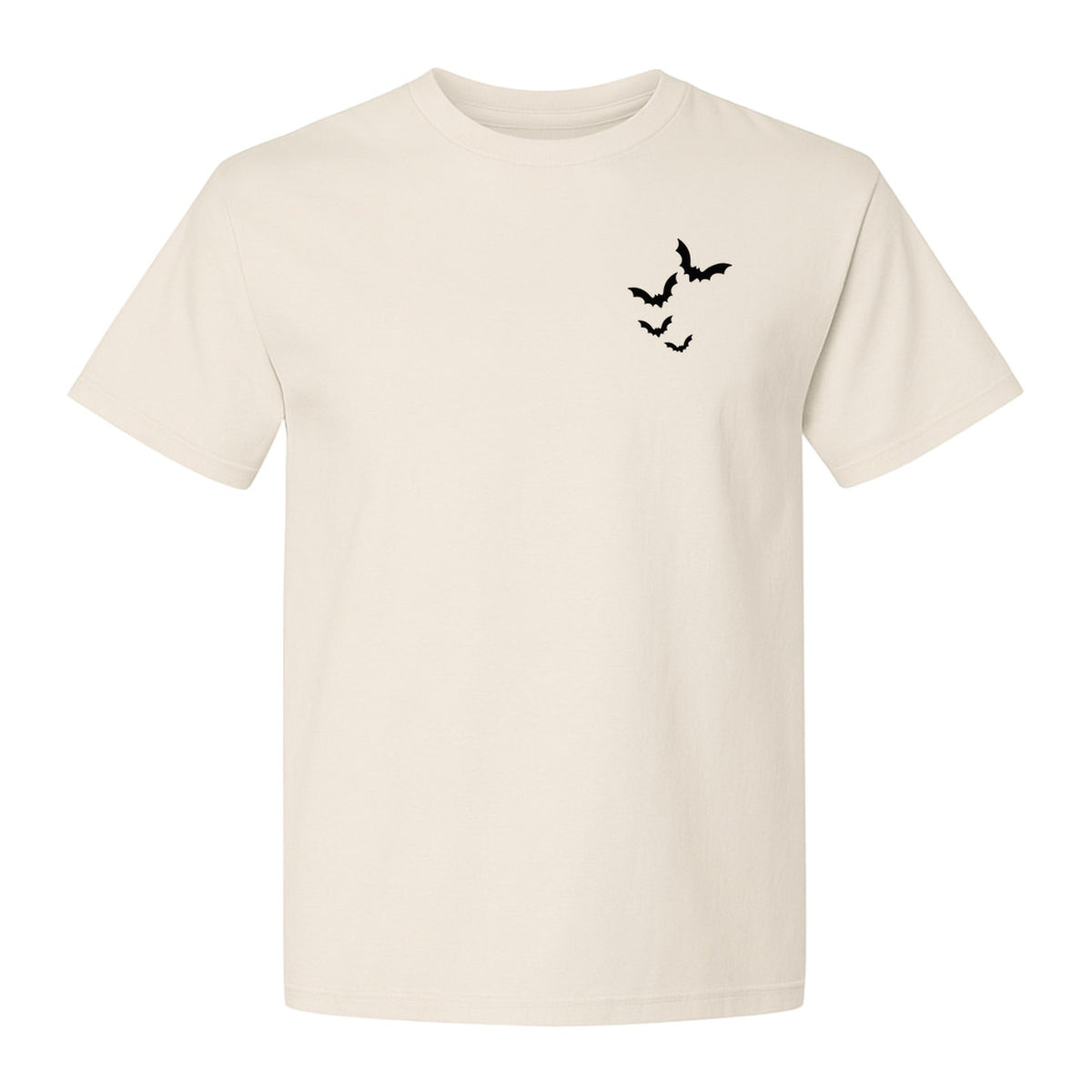 Bat Pocket T-Shirt, Minimal Flying Bats Graphic for Halloween and Spooky Season