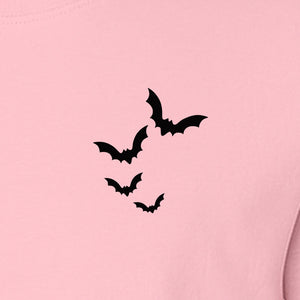 Bat Pocket T-Shirt, Minimal Flying Bats Graphic for Halloween and Spooky Season