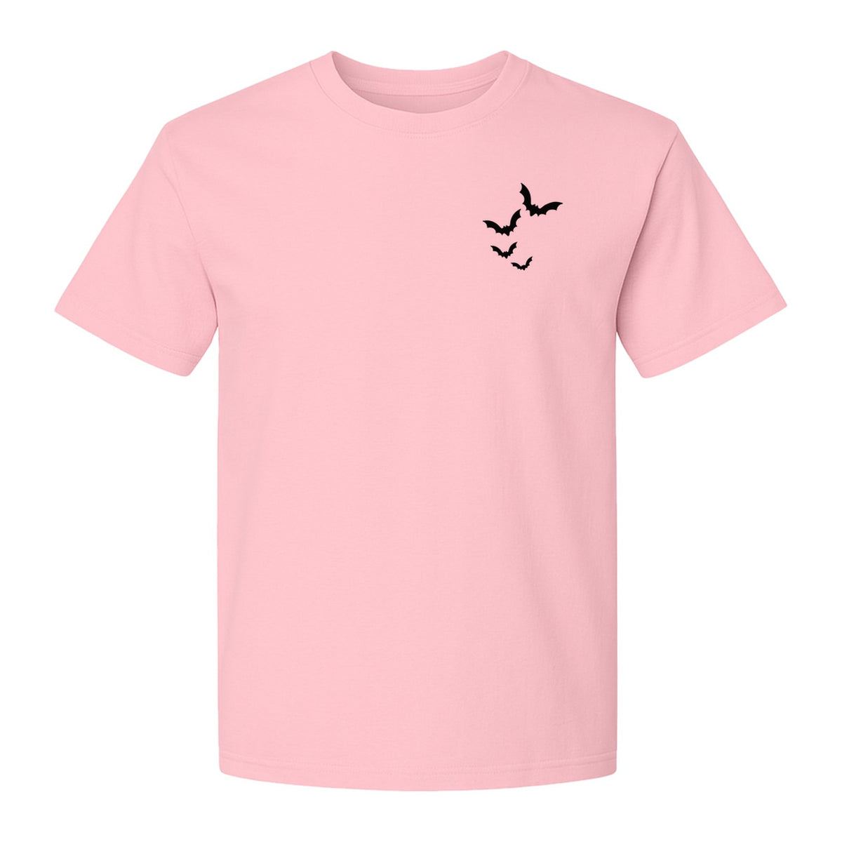 Bat Pocket T-Shirt, Minimal Flying Bats Graphic for Halloween and Spooky Season