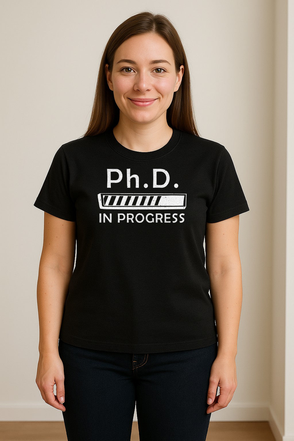 PhD In Progress T-Shirt, Doctoral Student Loading Bar Graphic for Graduation and Dissertation Life