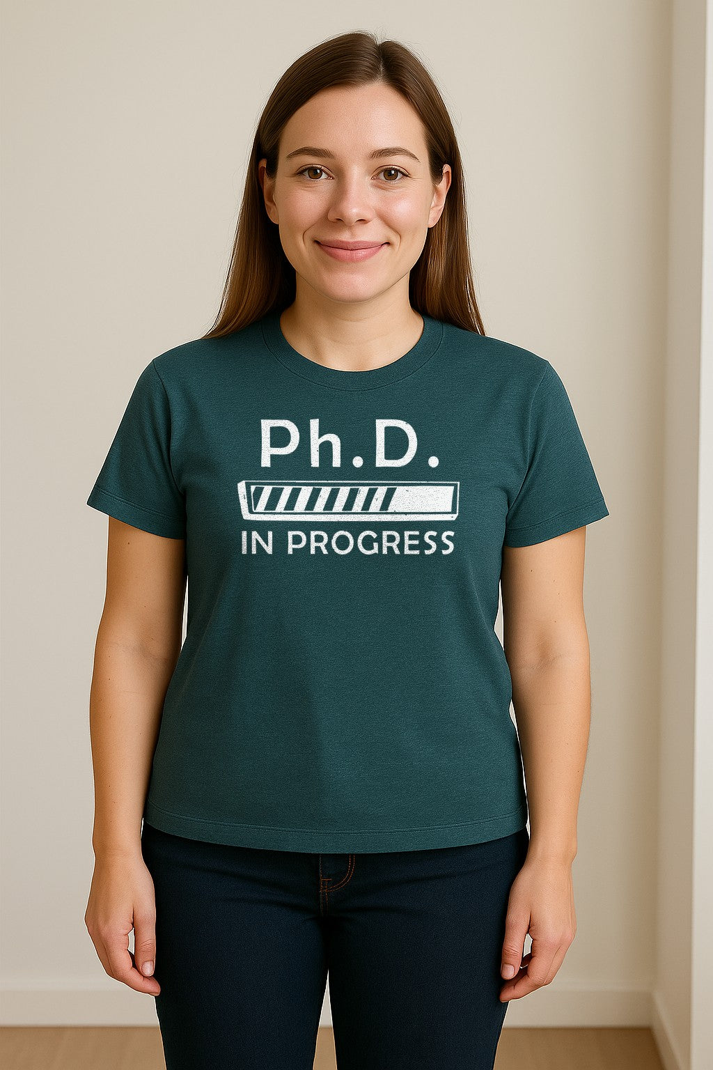 PhD In Progress T-Shirt, Doctoral Student Loading Bar Graphic for Graduation and Dissertation Life