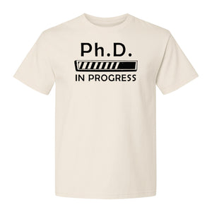 PhD In Progress T-Shirt, Doctoral Student Loading Bar Graphic for Graduation and Dissertation Life