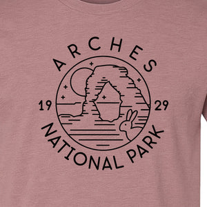 Arches National Park T-Shirt, Desert Landscape Hiking Graphic for Utah Travel and Camping