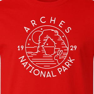 Arches National Park T-Shirt, Desert Landscape Hiking Graphic for Utah Travel and Camping