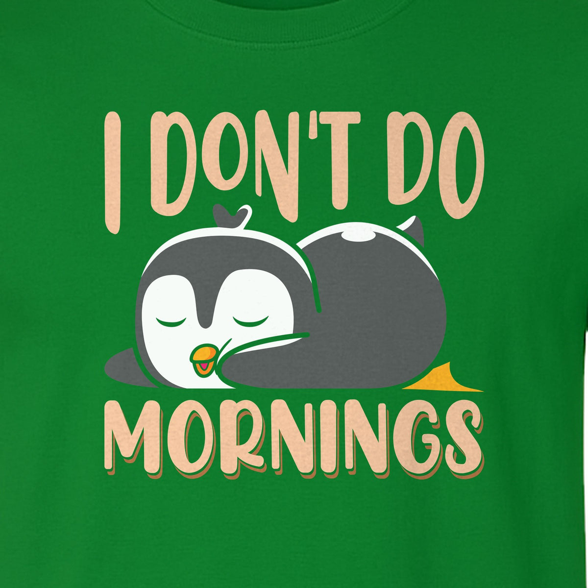 Penguin T-Shirt, I Don't Do Mornings Sleeping Bird Design for Animal Lovers