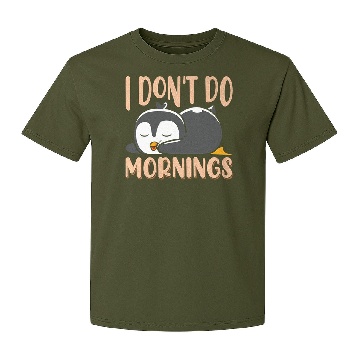 Penguin T-Shirt, I Don't Do Mornings Sleeping Bird Design for Animal Lovers