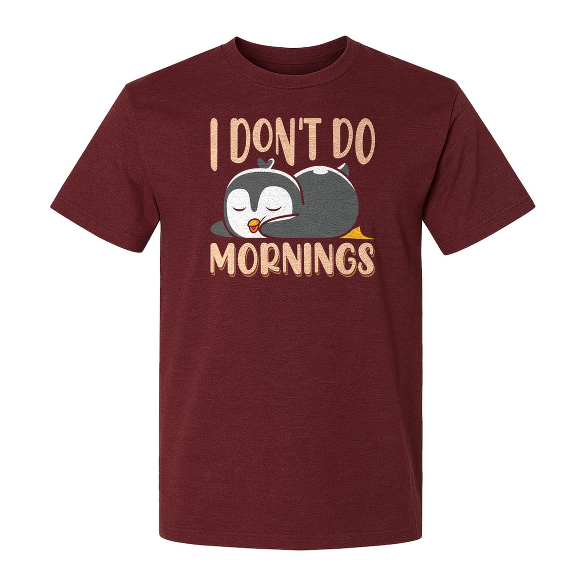 Penguin T-Shirt, I Don't Do Mornings Sleeping Bird Design for Animal Lovers