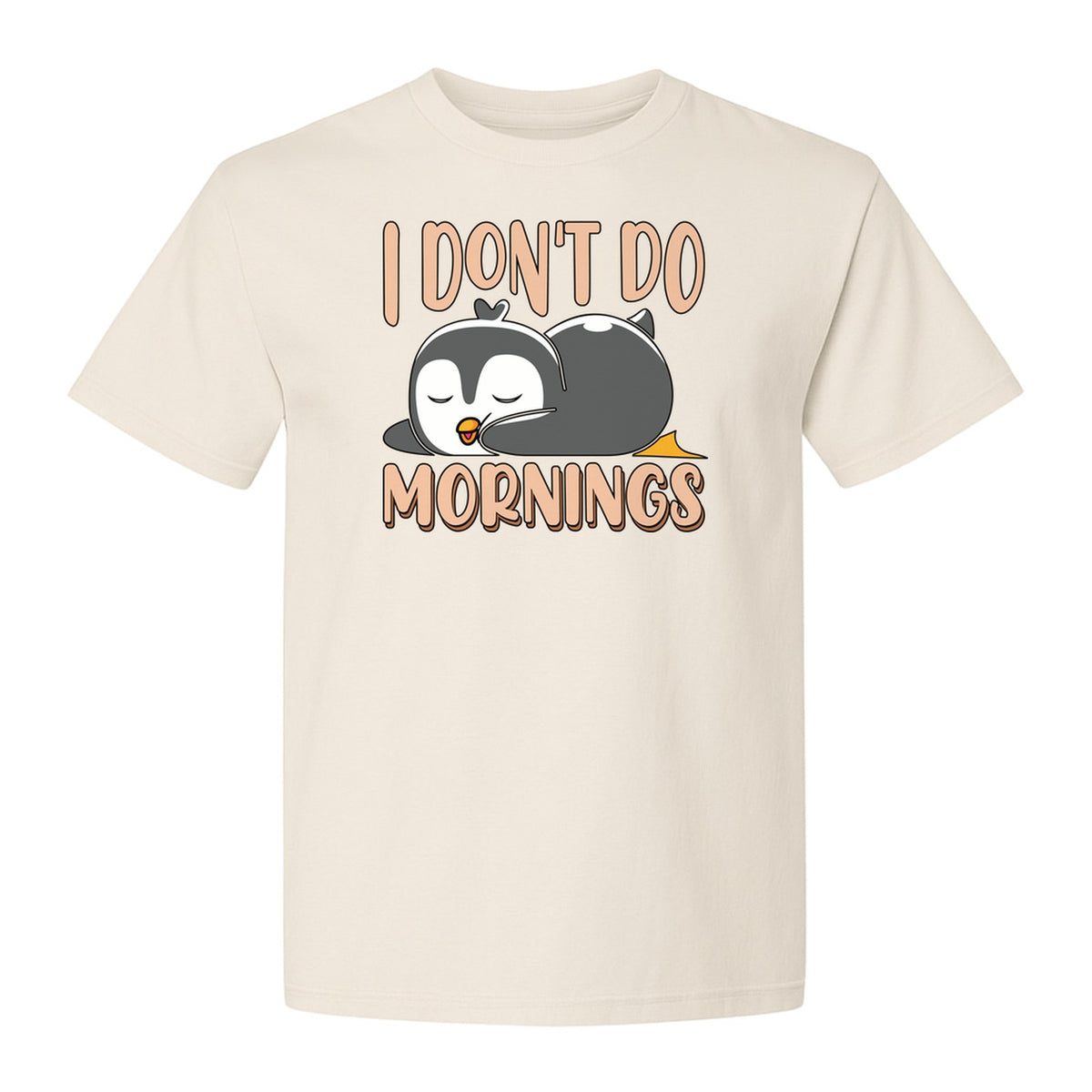 Penguin T-Shirt, I Don't Do Mornings Sleeping Bird Design for Animal Lovers