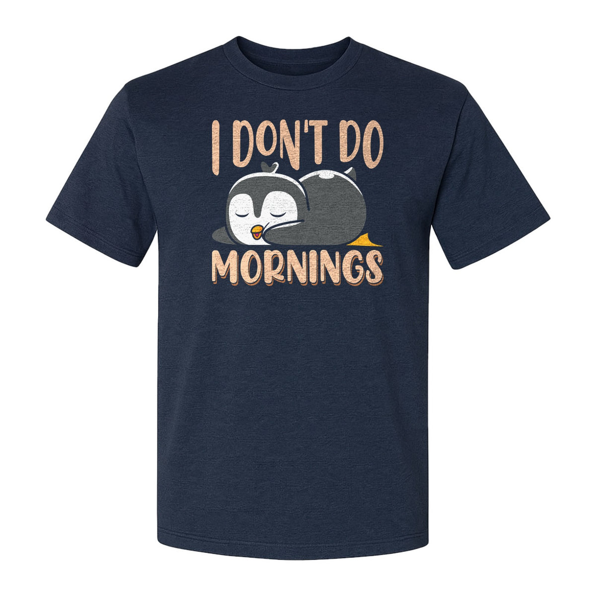 Penguin T-Shirt, I Don't Do Mornings Sleeping Bird Design for Animal Lovers