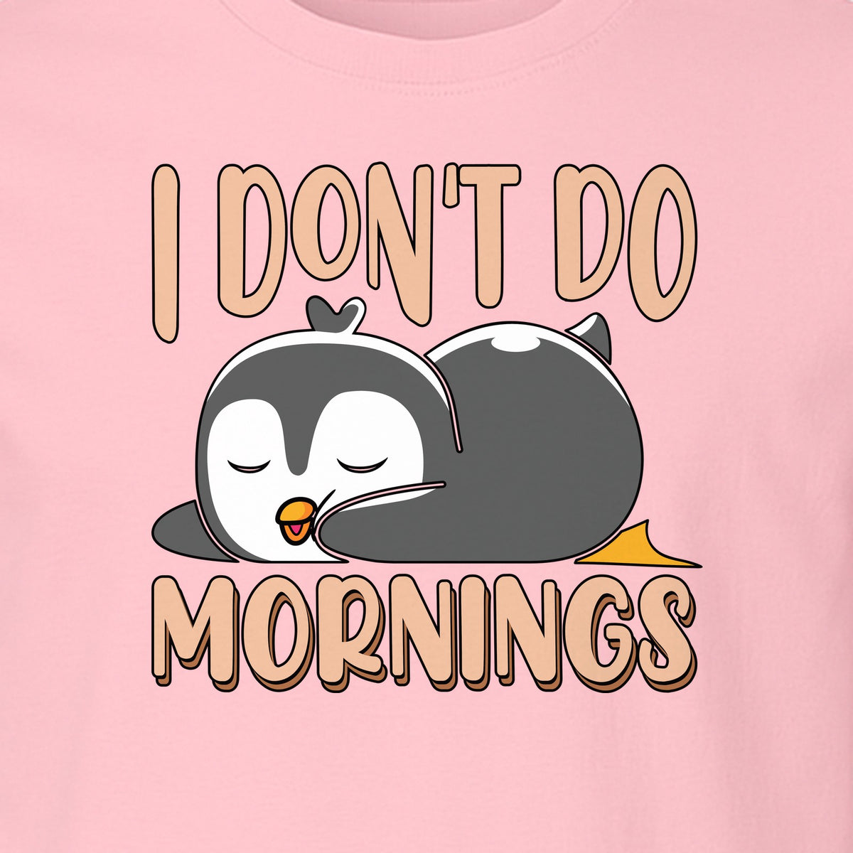 Penguin T-Shirt, I Don't Do Mornings Sleeping Bird Design for Animal Lovers