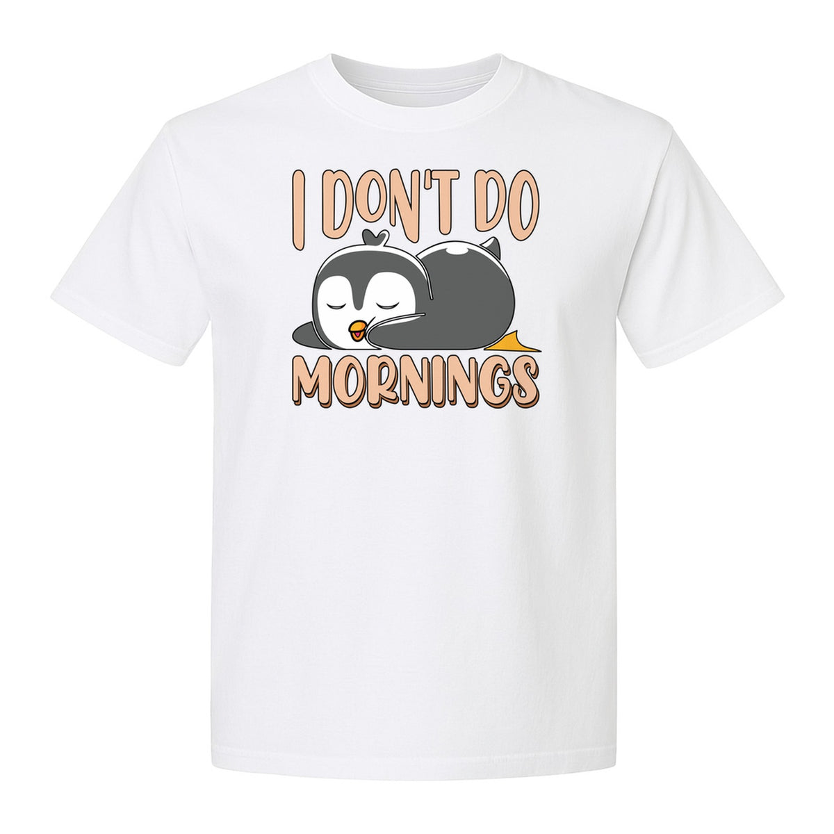Penguin T-Shirt, I Don't Do Mornings Sleeping Bird Design for Animal Lovers
