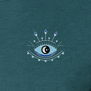 Evil Eye T-Shirt, Minimalist Celestial Pocket Graphic for Mystic Symbol Fans