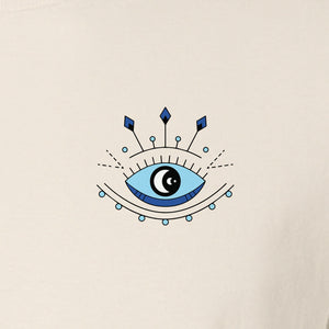 Evil Eye T-Shirt, Minimalist Celestial Pocket Graphic for Mystic Symbol Fans
